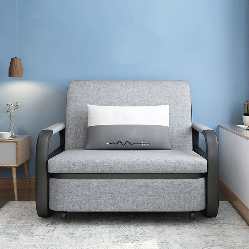 Linen Square Arm Sofa Bed 35.43" Wide  Contemporary Convertible Sofa