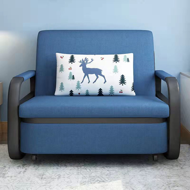 Linen Square Arm Sofa Bed 35.43" Wide  Contemporary Convertible Sofa