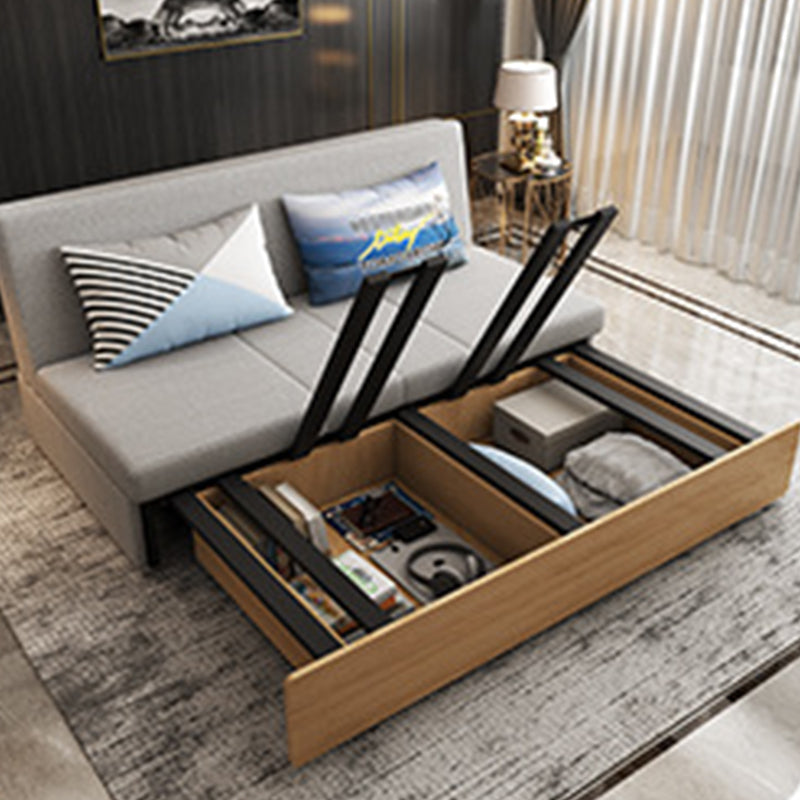 Linen Square Arm Sofa Bed 35.43" Wide  Contemporary Convertible Sofa