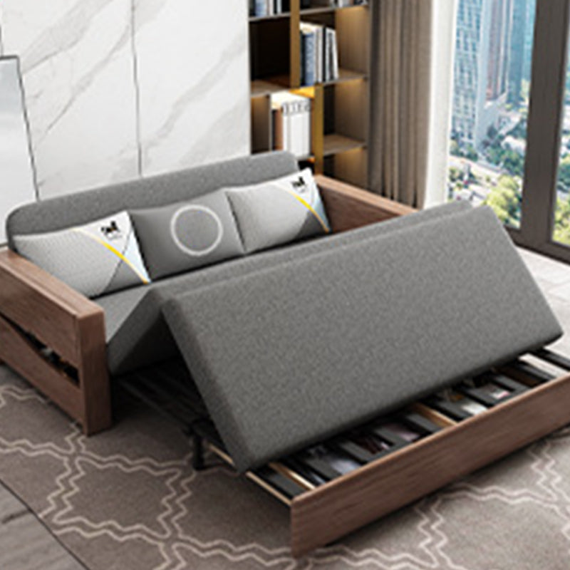 Linen Square Arm Sofa Bed 35.43" Wide  Contemporary Convertible Sofa