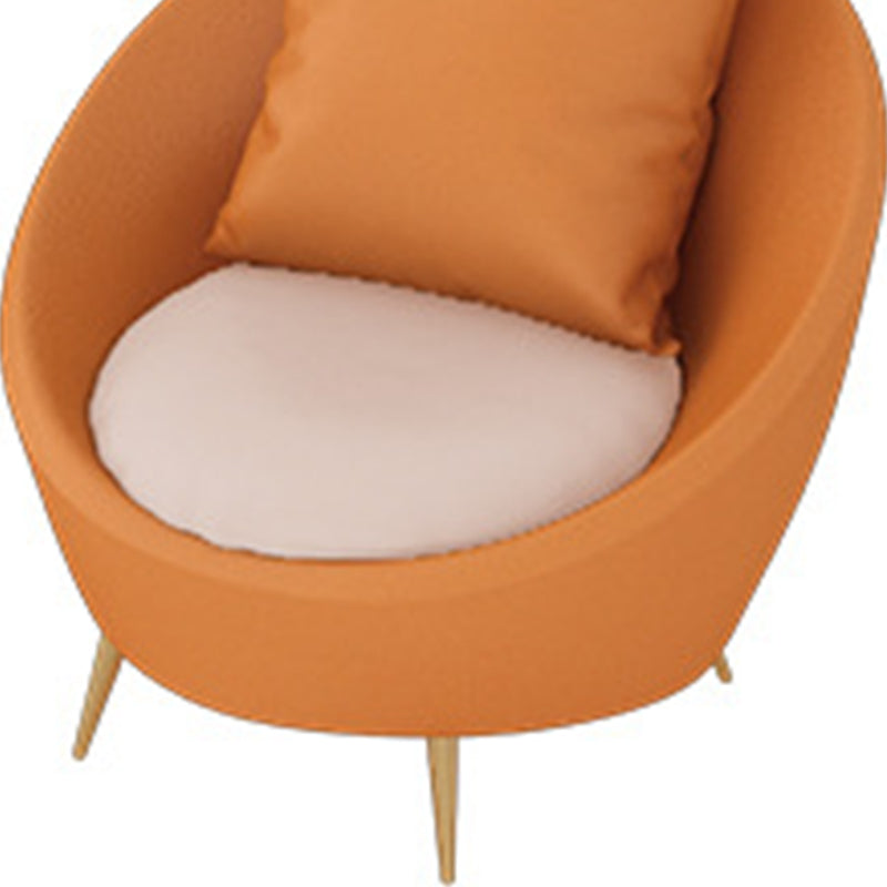 Faux Leather Curved Sofa with Slopped Arm for Living Room in Orange