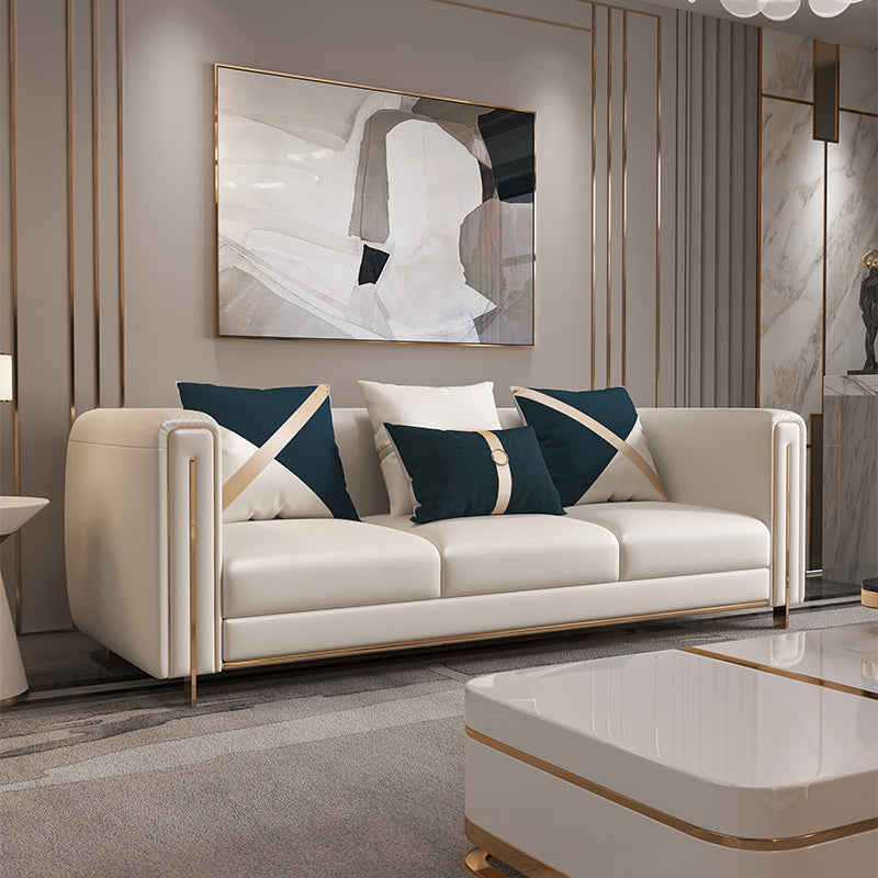 33.46" Wide Tuxedo Arm Sofa White Standard Sofa for Living Room