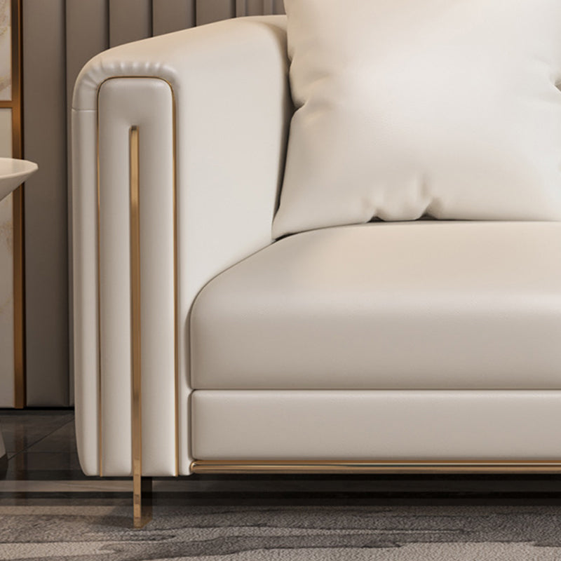 33.46" Wide Tuxedo Arm Sofa White Standard Sofa for Living Room