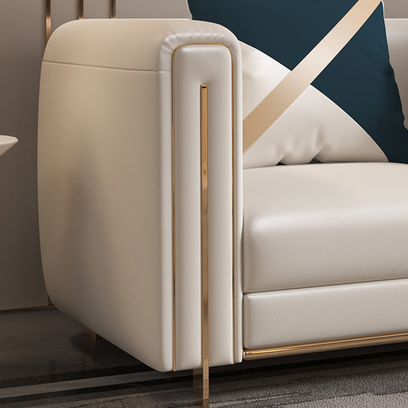 33.46" Wide Tuxedo Arm Sofa White Standard Sofa for Living Room