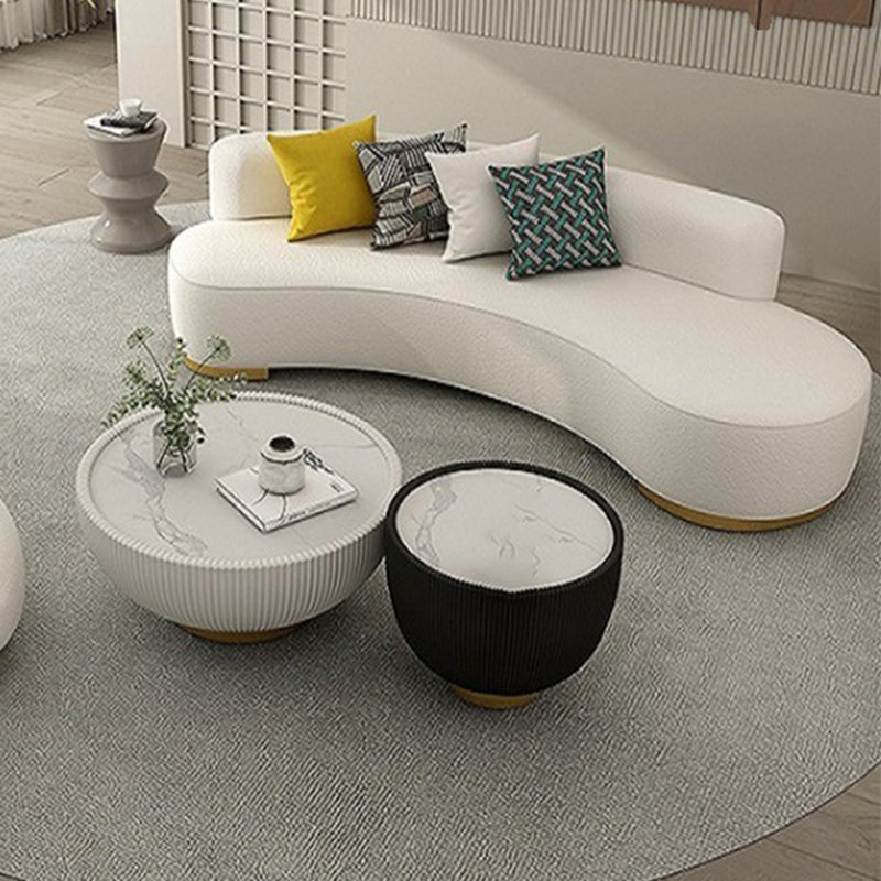 Contemporary Wool Sofa Armless Tight Back Sofa in Beige For Living Room