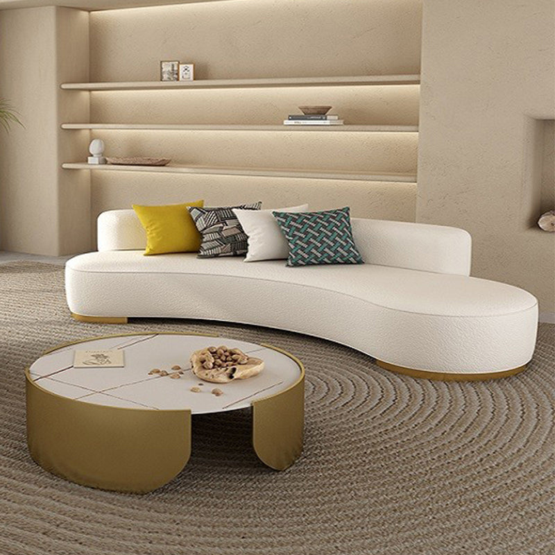 Contemporary Wool Sofa Armless Tight Back Sofa in Beige For Living Room