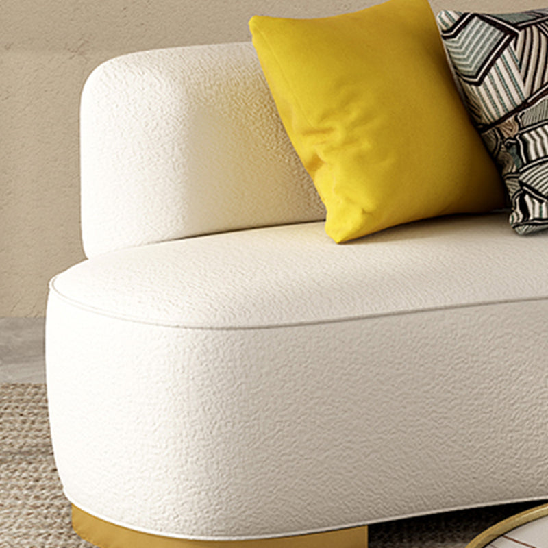 Contemporary Wool Sofa Armless Tight Back Sofa in Beige For Living Room