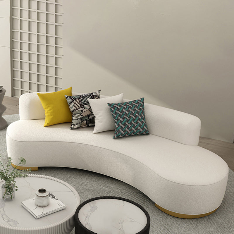 Contemporary Wool Sofa Armless Tight Back Sofa in Beige For Living Room
