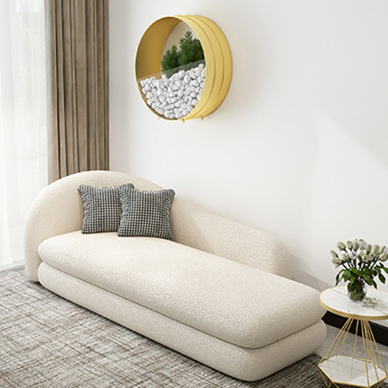 Sloped Arm Curved Sofa Contemporary Tight Back in Beige for Living Room