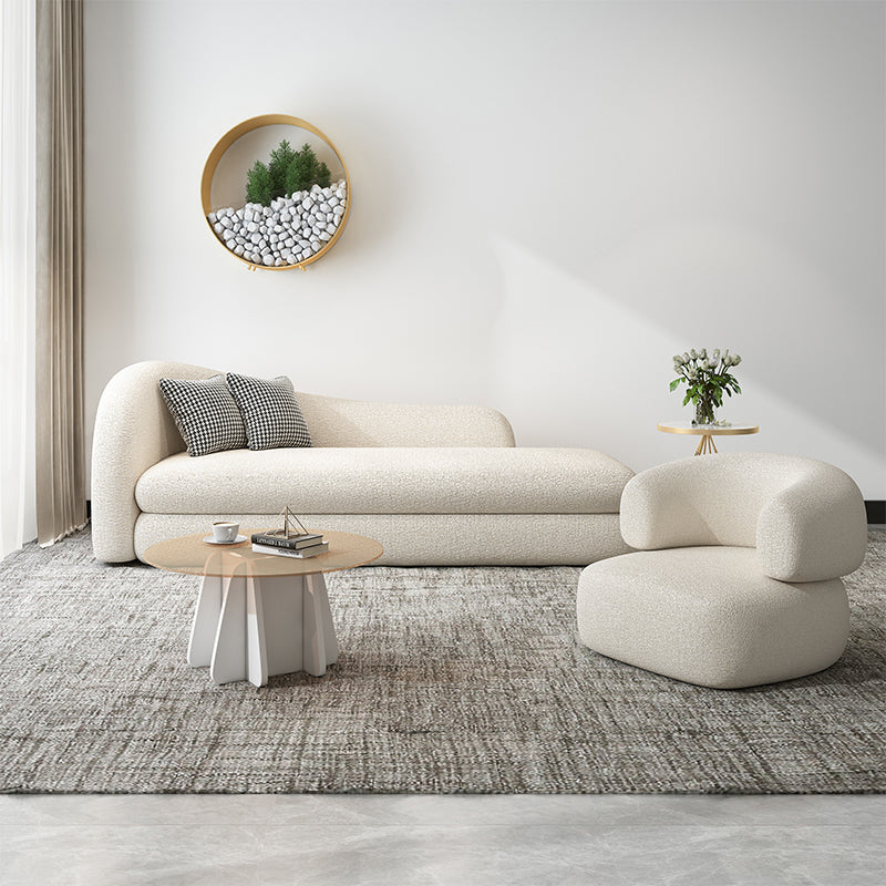 Sloped Arm Curved Sofa Contemporary Tight Back in Beige for Living Room
