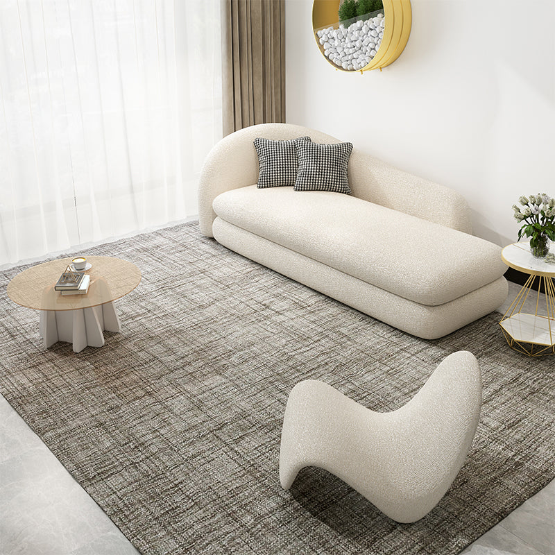 Sloped Arm Curved Sofa Contemporary Tight Back in Beige for Living Room