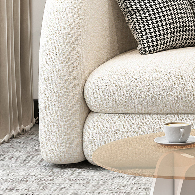 Sloped Arm Curved Sofa Contemporary Tight Back in Beige for Living Room