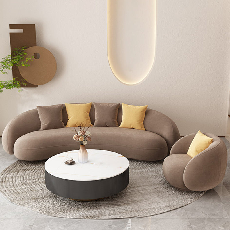 Contemporary Curved Sofa with Tight Back and Tuxedo Back for Living Room