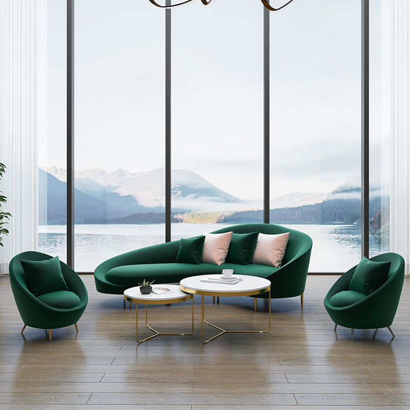 Contemporary Curved Sofa with Slopped Arm and Tight Back for Apartment