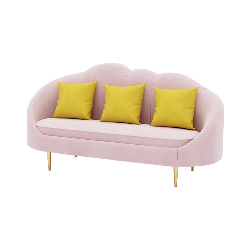 Velvet Contemporary Curved Sofa Sloped Arm Tight Back Sofa for Living Room
