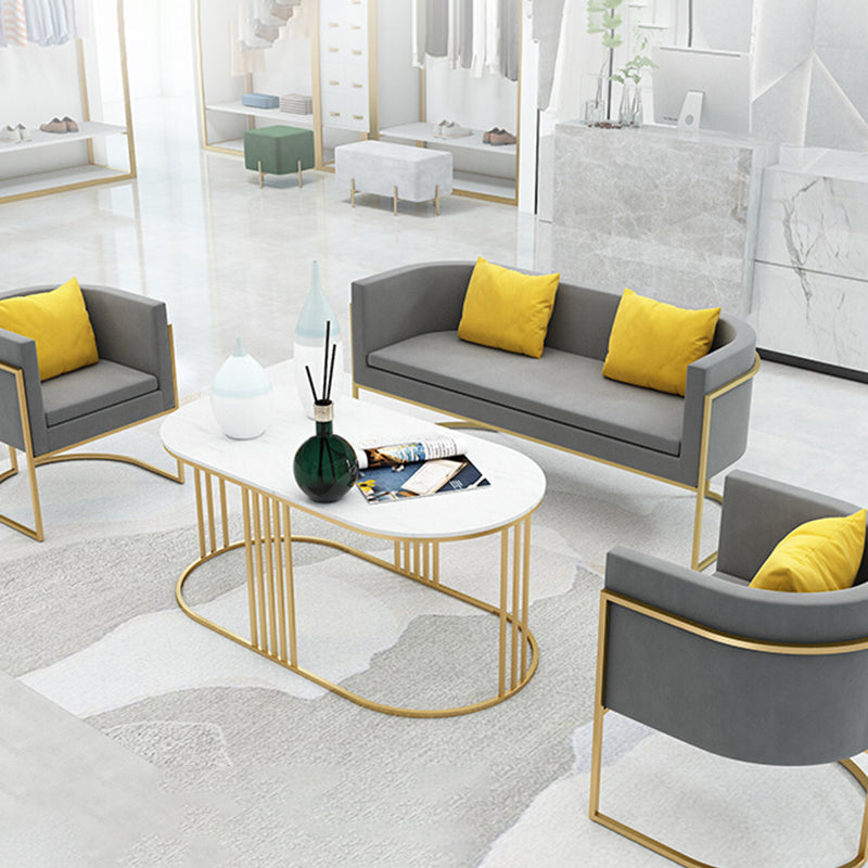 Modern Tuxed Back Sofa with Golden Base and Tight Back for Living Room