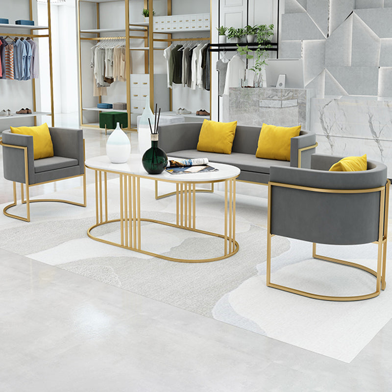 Modern Tuxed Back Sofa with Golden Base and Tight Back for Living Room