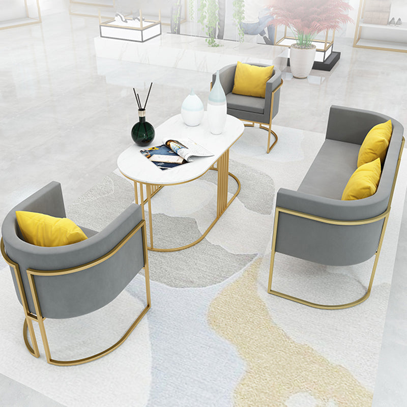 Modern Tuxed Back Sofa with Golden Base and Tight Back for Living Room
