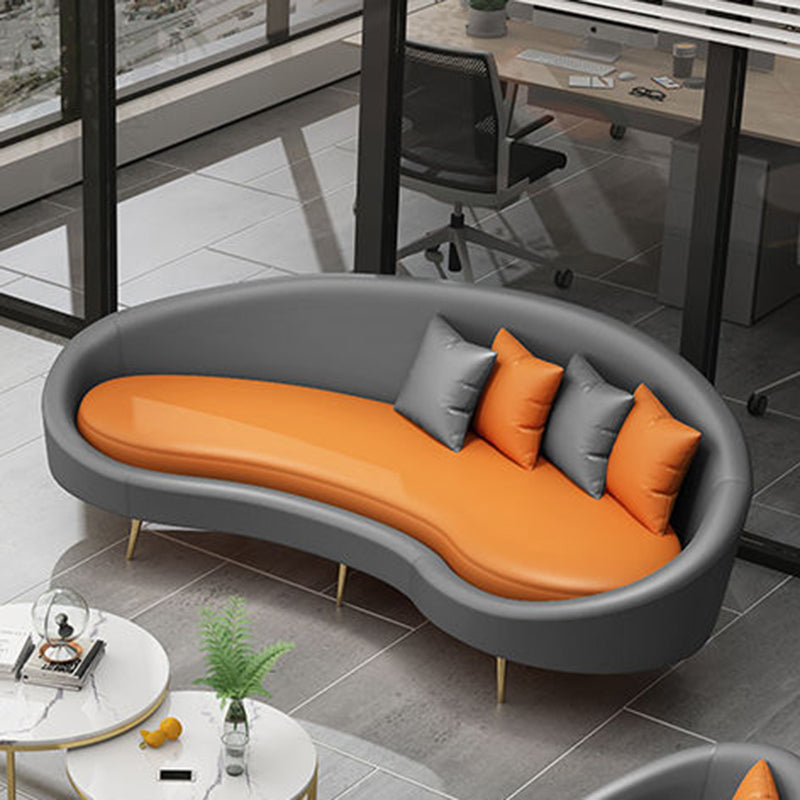 Contemporary Curved Sofa for Apartment 33.46" High Sloped Arm Sofa
