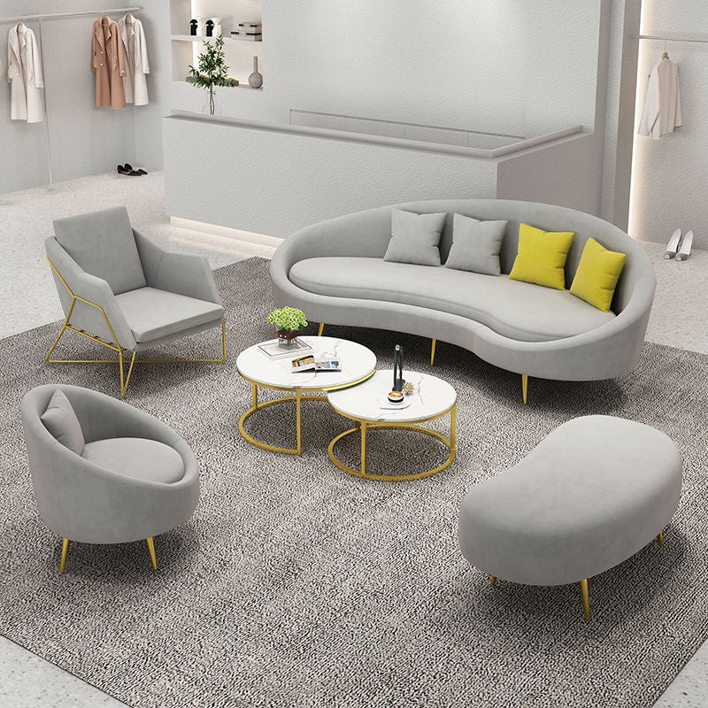 Contemporary Curved Sofa for Apartment 33.46" High Sloped Arm Sofa