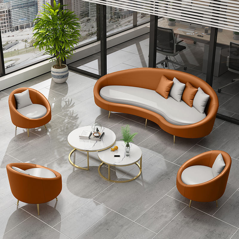 Contemporary Curved Sofa for Apartment 33.46" High Sloped Arm Sofa