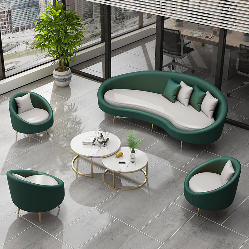 Contemporary Curved Sofa for Apartment 33.46" High Sloped Arm Sofa
