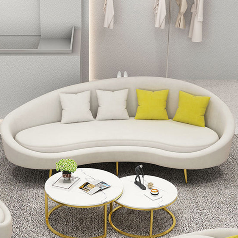 Contemporary Curved Sofa for Apartment 33.46" High Sloped Arm Sofa