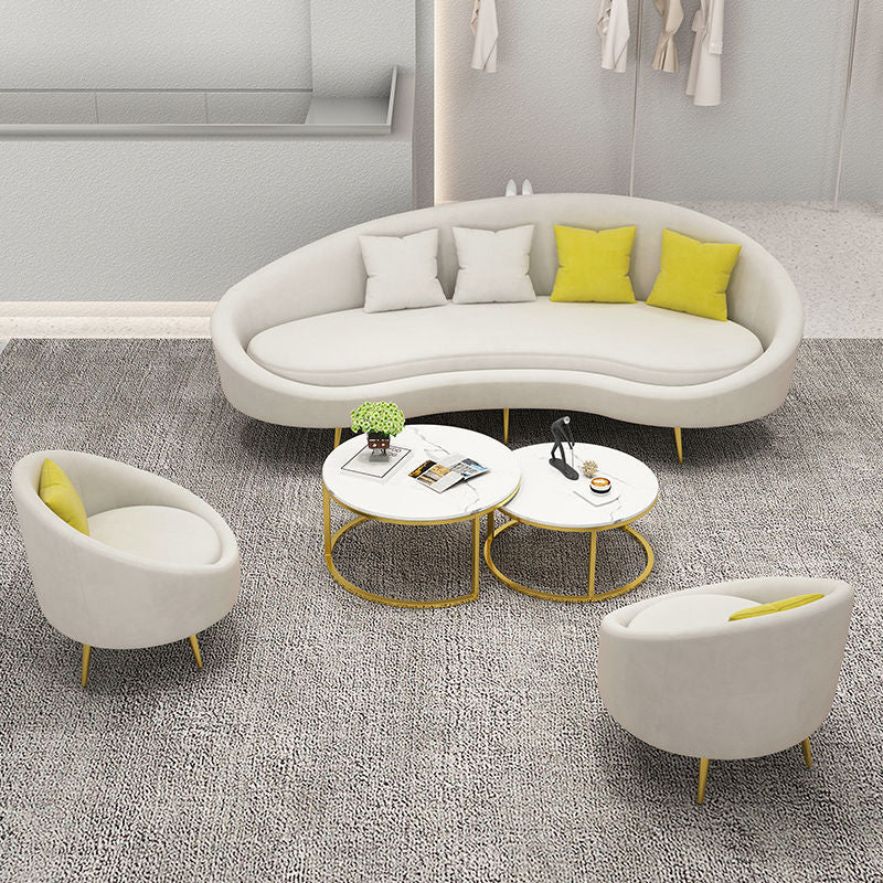 Contemporary Curved Sofa for Apartment 33.46" High Sloped Arm Sofa