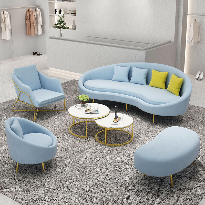 Contemporary Curved Sofa for Apartment 33.46" High Sloped Arm Sofa