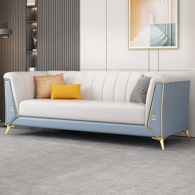 28.34" Wide Faux Leather Tuxedo Arm Sofa with Tufted Split-Back