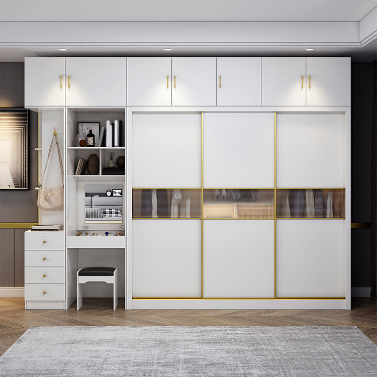 White Modern Wardrobe Armoire Wooden Wardrobe Cabinet with Drawer