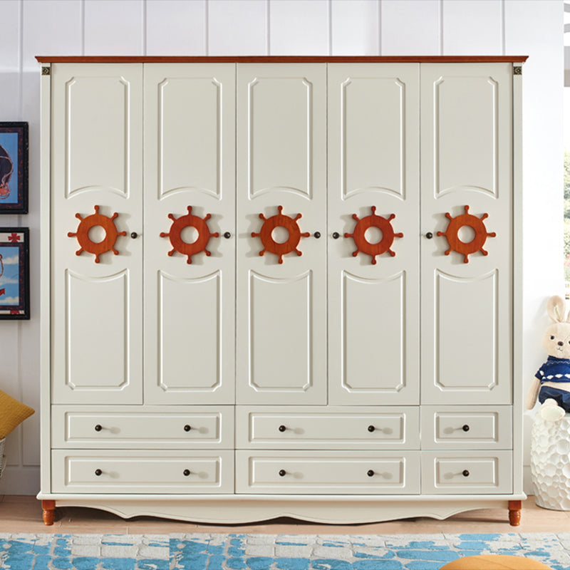 Coastal Engineered Wood Armoire for Bedroom Matte Finish Cabinet with Hinged Door