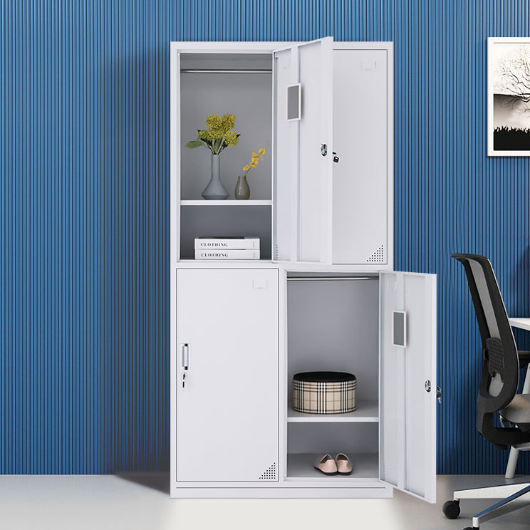 White Steel Wardrobe Cabinet Contemporary Style Wardrobe Armoire