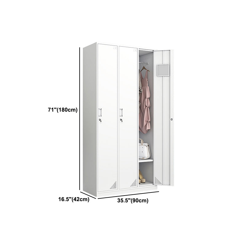 White Steel Wardrobe Cabinet Contemporary Style Wardrobe Armoire