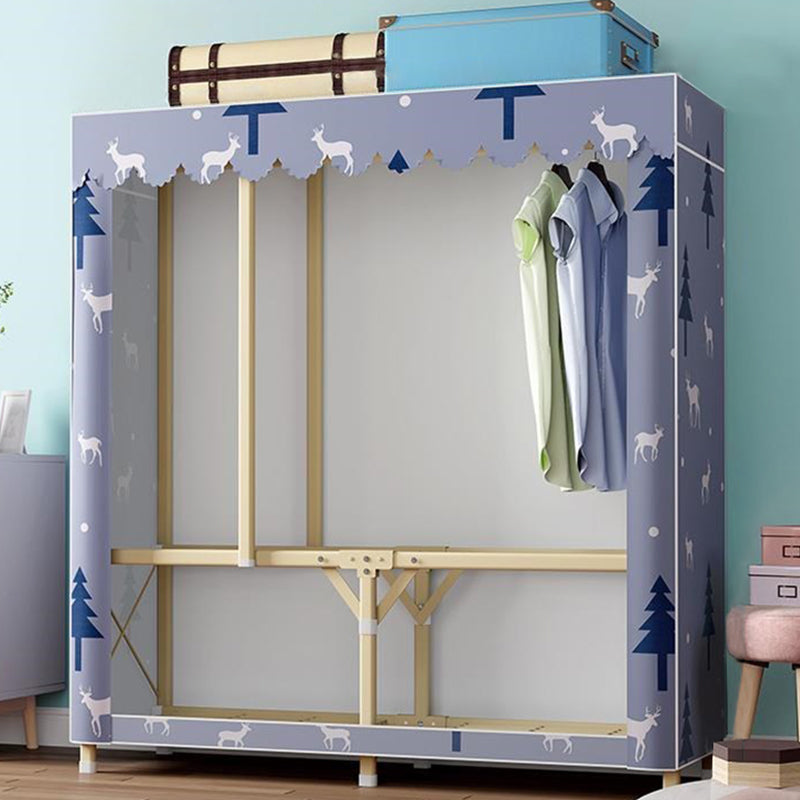 Contemporary Folding Wardrobe Armoire Gold Steel Frame Wardrobe