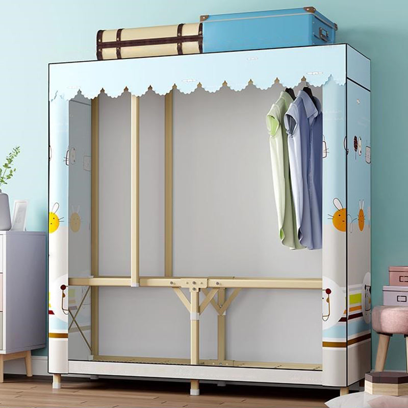 Contemporary Folding Wardrobe Armoire Gold Steel Frame Wardrobe