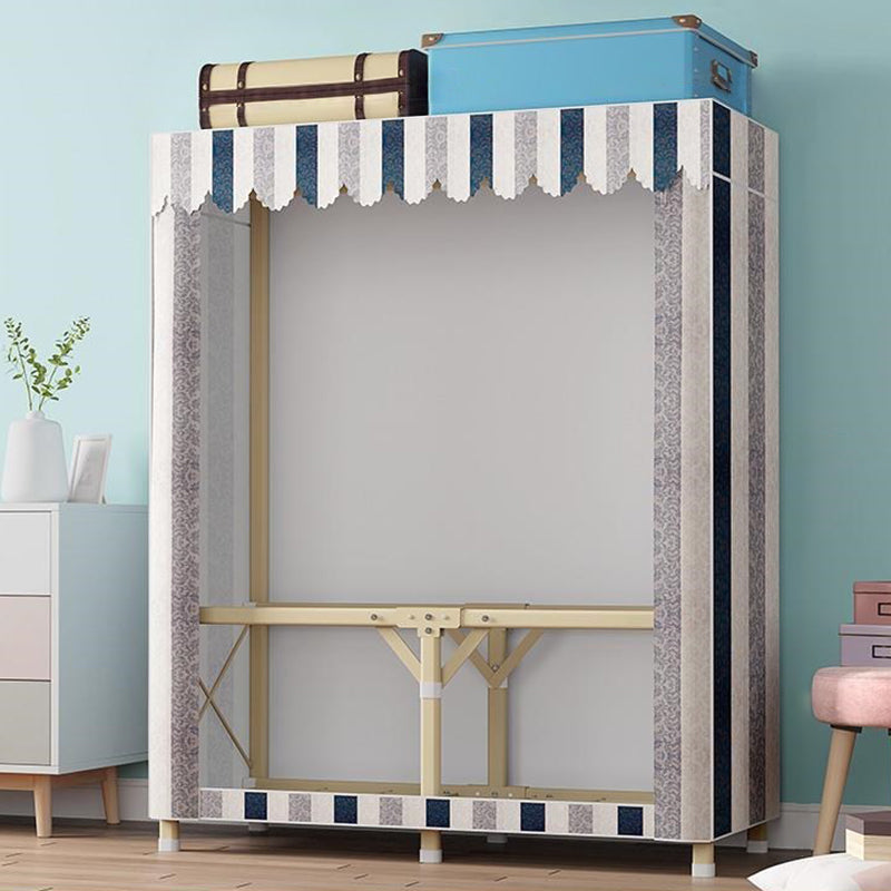 Contemporary Folding Wardrobe Armoire Gold Steel Frame Wardrobe