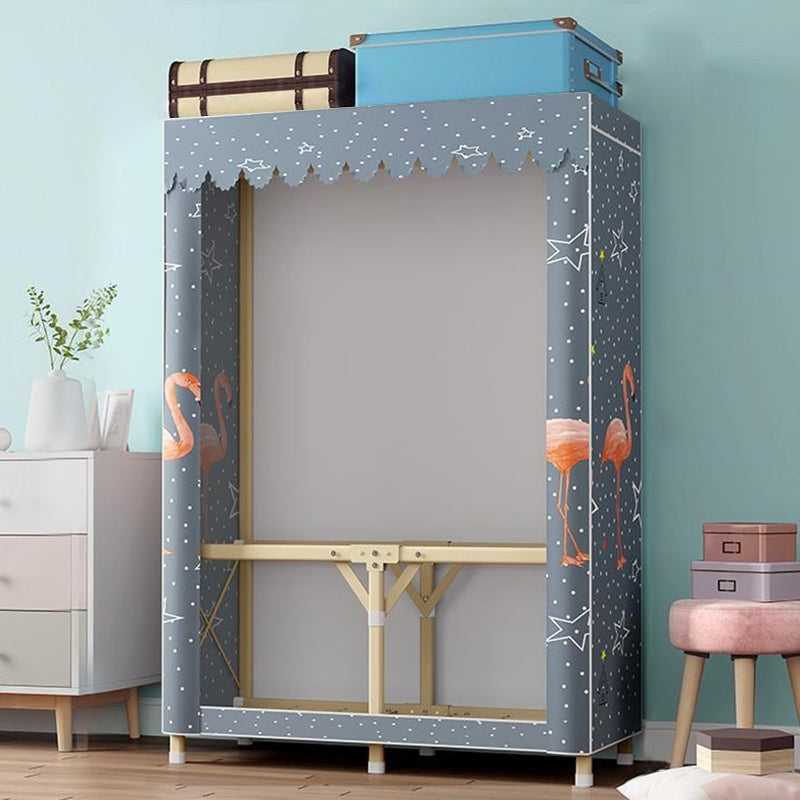 Contemporary Folding Wardrobe Armoire Gold Steel Frame Wardrobe