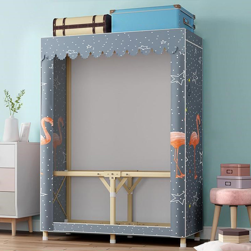 Contemporary Folding Wardrobe Armoire Gold Steel Frame Wardrobe