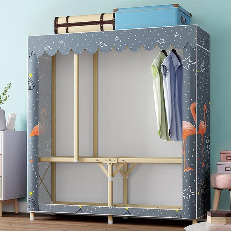 Contemporary Folding Wardrobe Armoire Gold Steel Frame Wardrobe