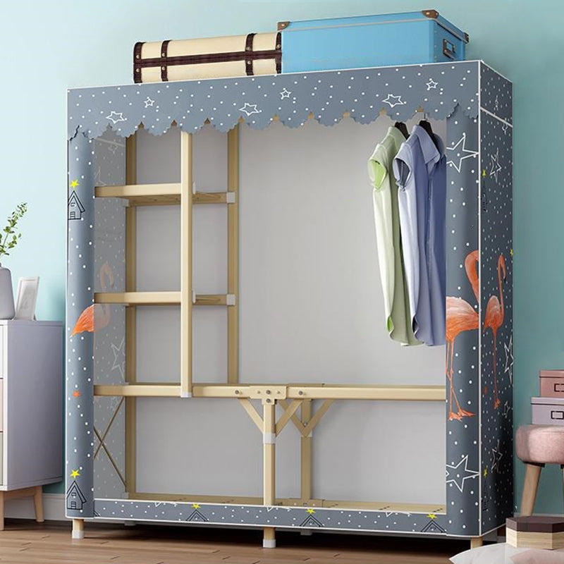 Contemporary Folding Wardrobe Armoire Gold Steel Frame Wardrobe