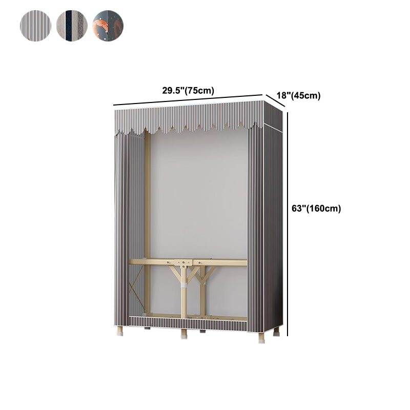 Contemporary Folding Wardrobe Armoire Gold Steel Frame Wardrobe