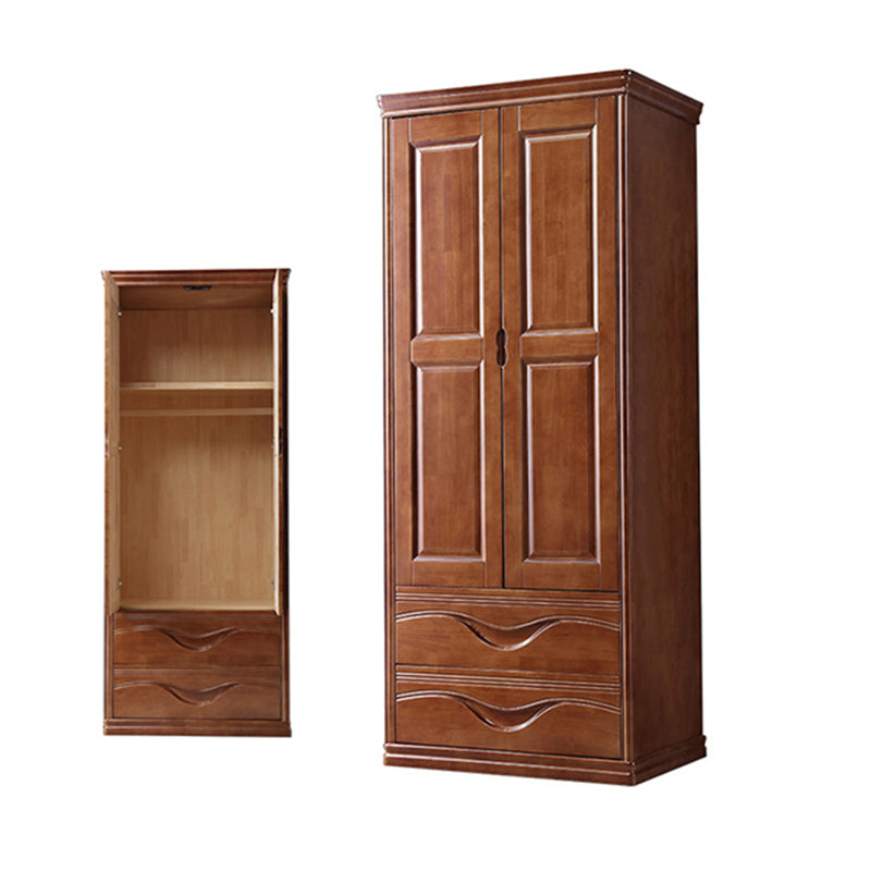 Traditional Wardrobe Armoire Solid Wood Wardrobe Closet with Shelves