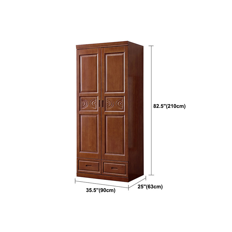 Traditional Wardrobe Armoire Solid Wood Wardrobe Closet with Shelves