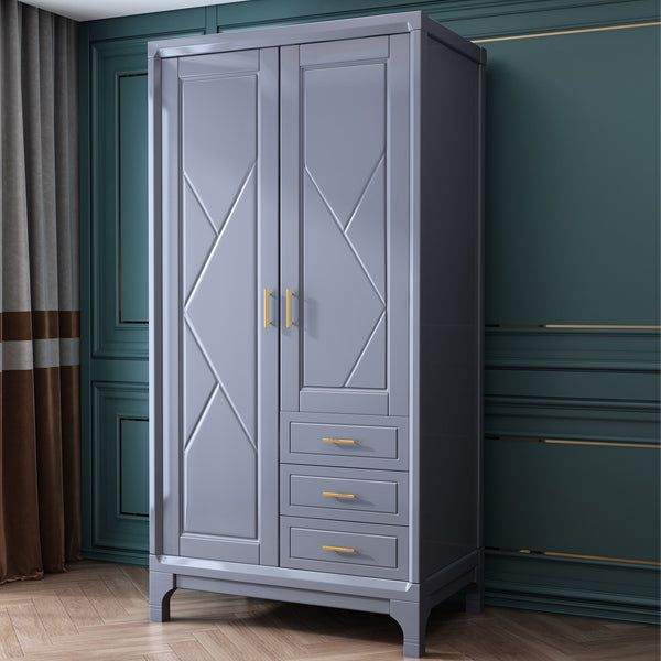 Traditional Solid Wood Wardrobe Closet Hinged Wardrobe Armoire