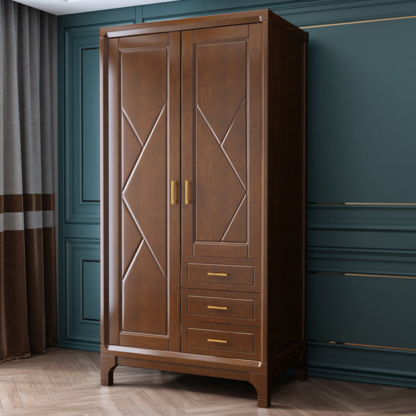 Traditional Solid Wood Wardrobe Closet Hinged Wardrobe Armoire