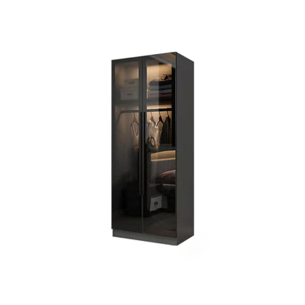 Black Glass Wardrobe Armoire Modern Style Wardrobe for Bedroom
