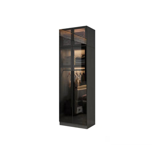 Black Glass Wardrobe Armoire Modern Style Wardrobe for Bedroom