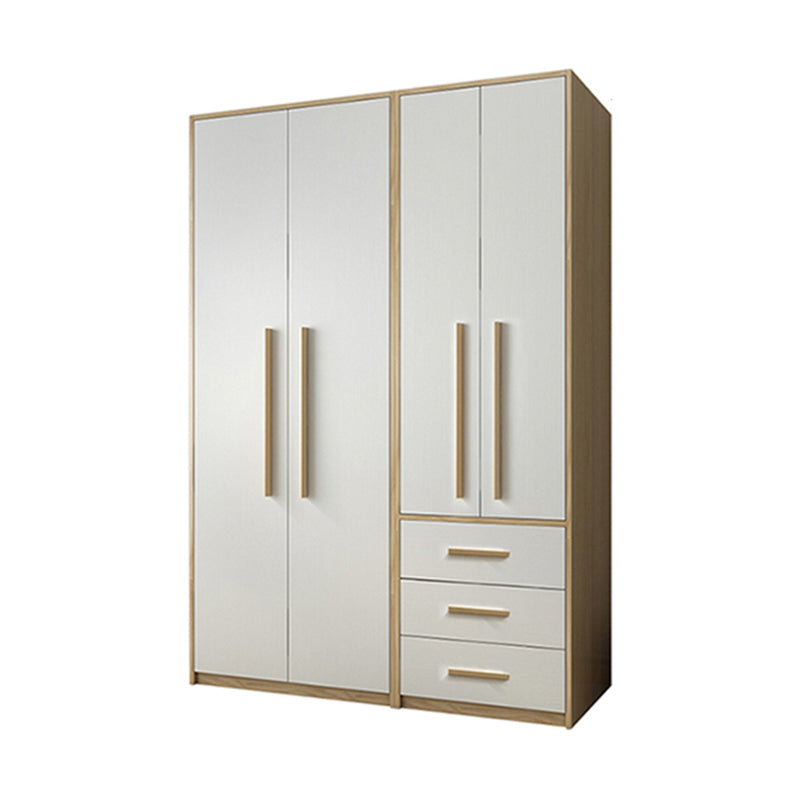 Contemporary White Storage Cabinet for Bedroom Manufactured Wood Hinged Door Cabinet