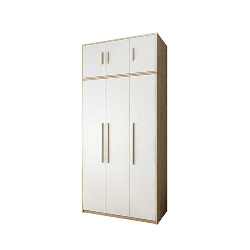 Contemporary White Storage Cabinet for Bedroom Manufactured Wood Hinged Door Cabinet